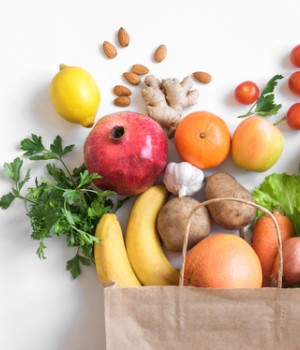 A bag of healthy groceries for FoodShare.